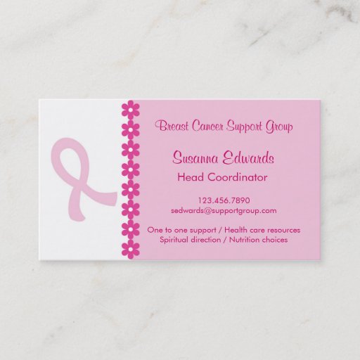 Customizable Pink Ribbon Breast Cancer Business Card