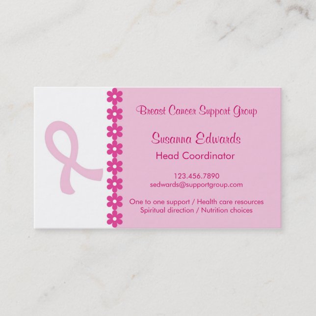 Pink Ribbon Breast Cancer Business Card (Front)