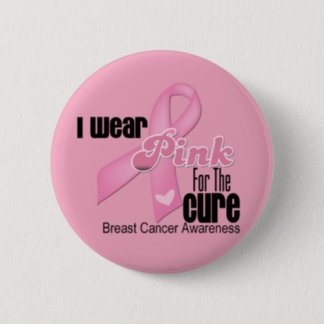 Pink Ribbon Breast Cancer Cure Pinback Button