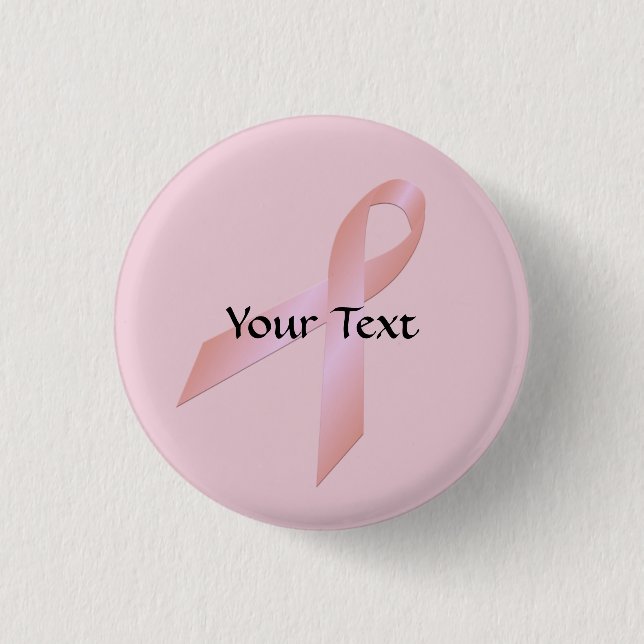 Pink Ribbon Breast Cancer Custom Button (Front)