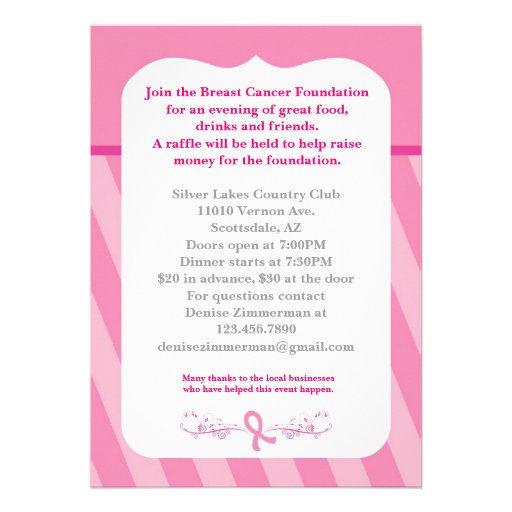 Pink Ribbon Breast Cancer Event Invitation