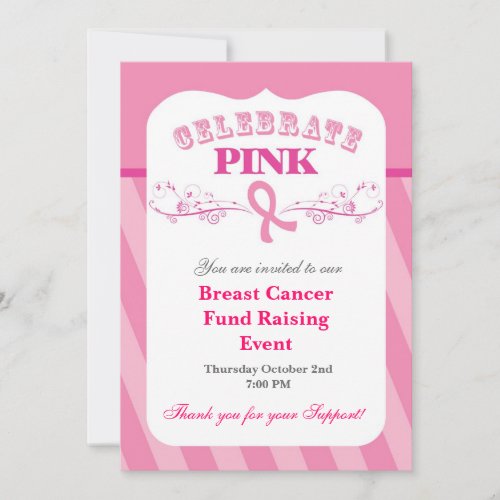 Pink Ribbon Breast Cancer Event Invitation