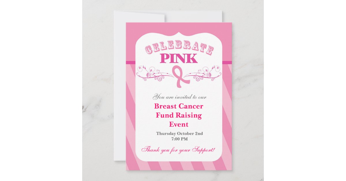 Pink Ribbon Breast Cancer Event Invitation | Zazzle