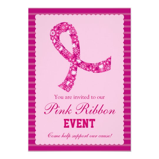 Pink Ribbon Breast Cancer Event Invitation  Zazzle.com