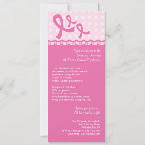 Pink Ribbon Breast Cancer Event Invitation