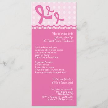 Pink Ribbon Breast Cancer Event Invitation by marlenedesigner at Zazzle
