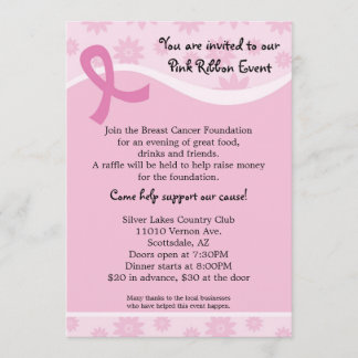 Pink Ribbon Breast Cancer Event Invitation