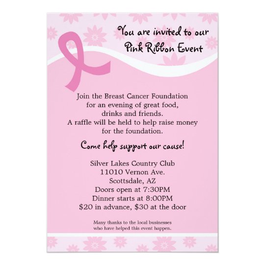 pink ribbon breast cancer event invitation zazzle com cancer awareness ribbon chart