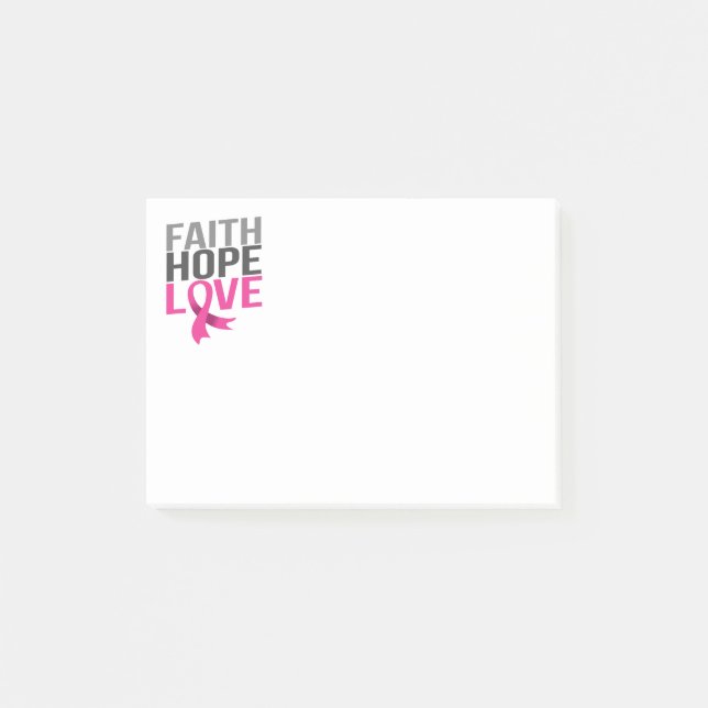 Pink Ribbon Breast Cancer Faith Awareness Hope Post-it Notes (Front)