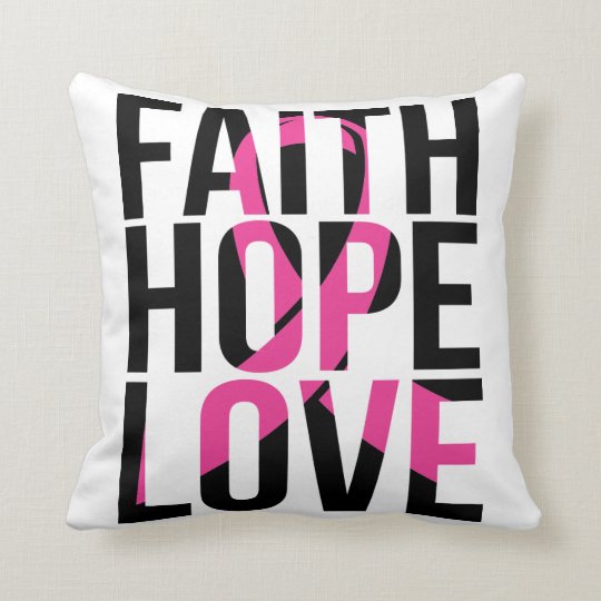 Pink Ribbon Breast Cancer Faith Hope Love Throw Pillow Zazzle Com