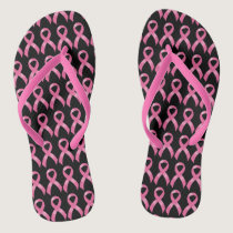 Pink Ribbon Breast Cancer Flip Flops