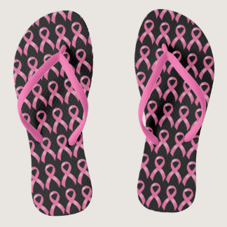 Pink Ribbon Breast Cancer Flip Flops