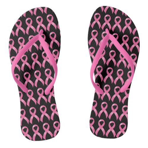 Pink Ribbon Breast Cancer Flip Flops