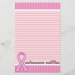 Pink Ribbon Breast Cancer Lined Stationery