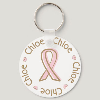 Pink Ribbon Breast Cancer Name Chloe Keychain