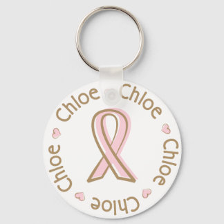 Pink Ribbon Breast Cancer Name Chloe Keychain