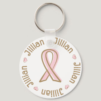 Pink Ribbon Breast Cancer Name Jillian Keychain