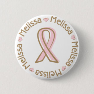 Pink Ribbon Breast Cancer Name Melissa Button