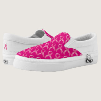 Pink Ribbon Breast Cancer Slip-On Sneakers