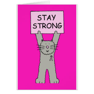 Pink Ribbon Breast Cancer Stay Strong Cat Cards