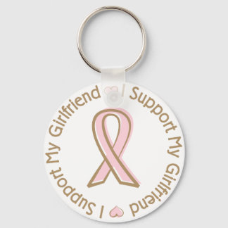 Pink Ribbon Breast Cancer Support Girlfriend Keychain