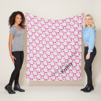 Pink Ribbon Breast Cancer Support Personalized Fleece Blanket