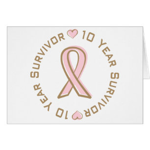 Pink Ribbon Breast Cancer Survivor 10 Years Cards