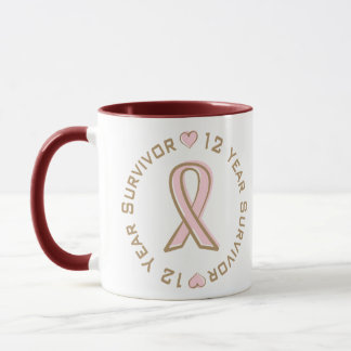 Pink Ribbon Breast Cancer Survivor 12 Years Mug