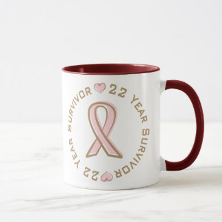 Pink Ribbon Breast Cancer Survivor 22 Years Mug
