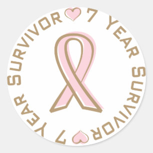 Pink Ribbon Breast Cancer Survivor 7 Years Classic Round Sticker