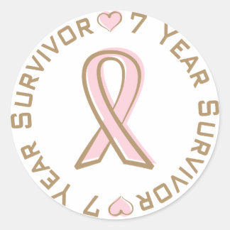 Pink Ribbon Breast Cancer Survivor 7 Years Classic Round Sticker