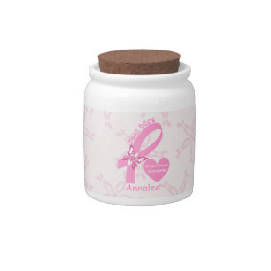Pink Ribbon Breast cancer survivor Candy Jar