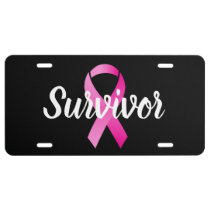 Pink Ribbon Breast Cancer Survivor License Plate