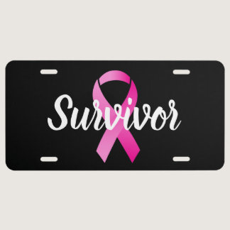 Pink Ribbon Breast Cancer Survivor License Plate
