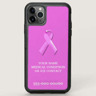 Pink ribbon breast cancer survivor medical warrior OtterBox symmetry iPhone 11 pro max case