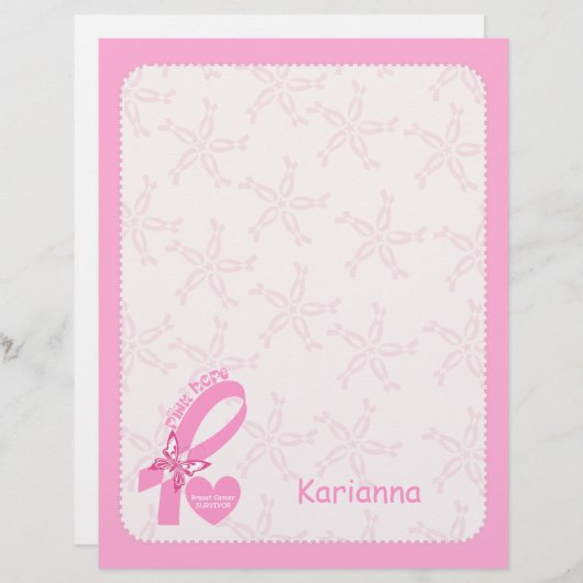 Pink Ribbon Breast cancer survivor & pink border (Front/Back)