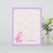 Pink Ribbon Breast cancer survivor & purple border (Standing Front)