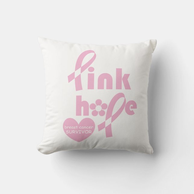 Pink Ribbon Breast cancer survivor Throw Pillow (Front)