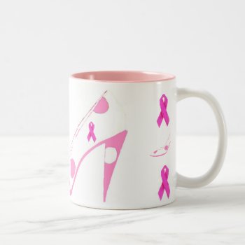Pink Ribbon Breast Cancer Two-tone Coffee Mug by Rebecca_Reeder at Zazzle