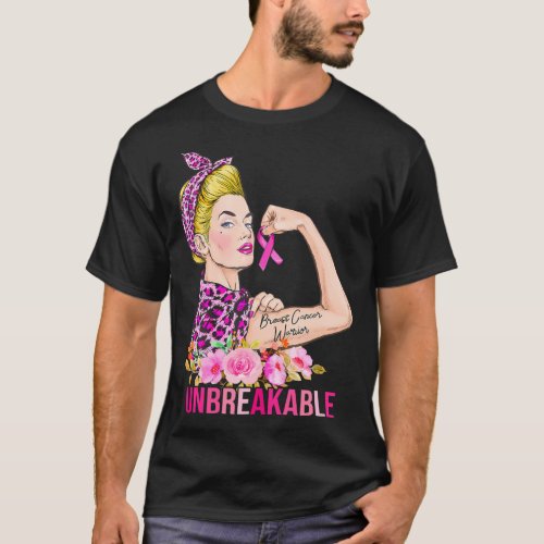 Pink Ribbon Breast Cancer Warrior Unbreakable T_Shirt