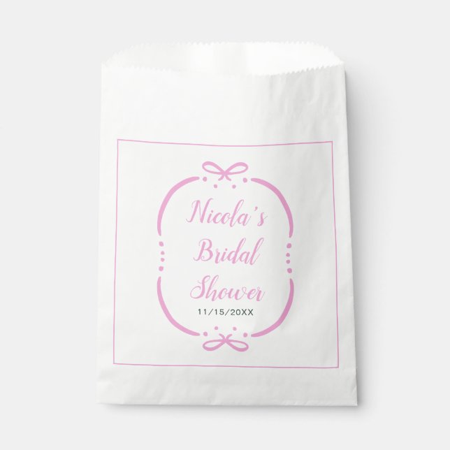 Pink Ribbon Bridal Shower Favor Bag (Front)