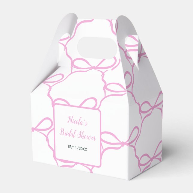 Pink Ribbon Bridal Shower Favor Boxes (Front Side)