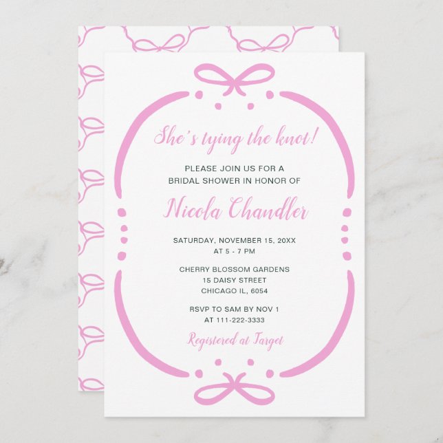Pink Ribbon Bridal Shower Invitation (Front/Back)