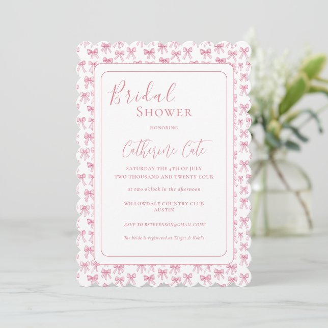 Pink Ribbon Bridal Shower Invitation (Standing Front)