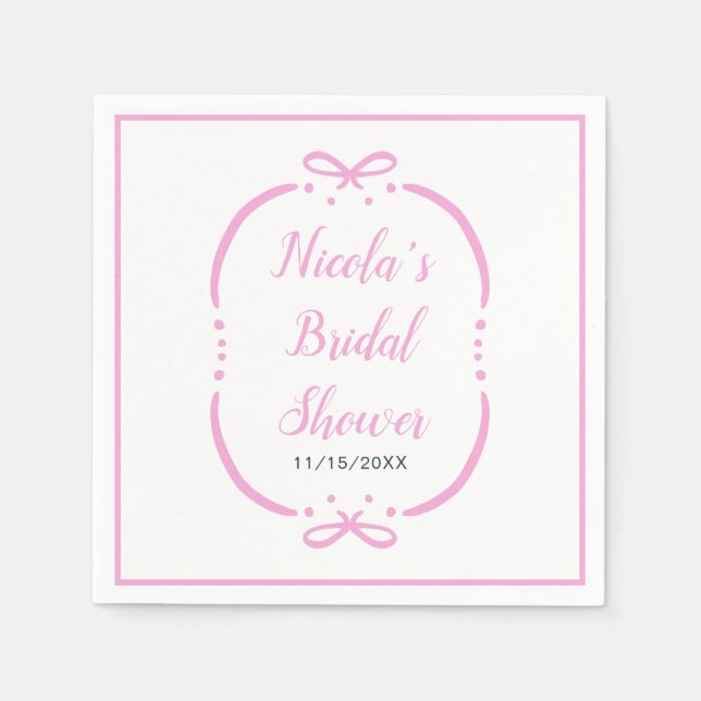 Pink Ribbon Bridal Shower Napkins (Front)