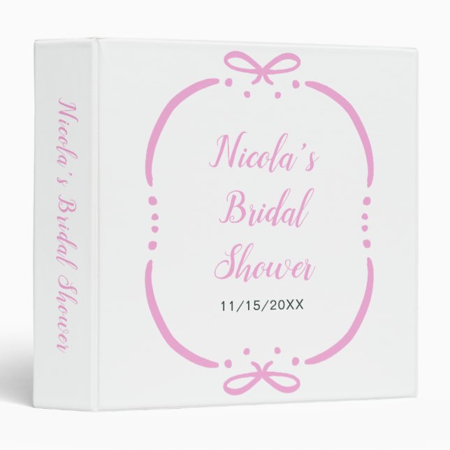 Pink Ribbon Bridal Shower Photo Album 3 Ring Binder (Front/Spine)