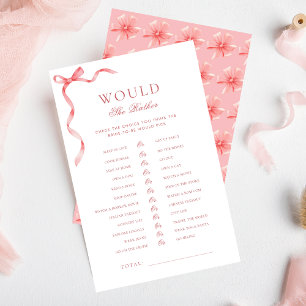 Pink Ribbon Bridal Shower Would She Rather Game