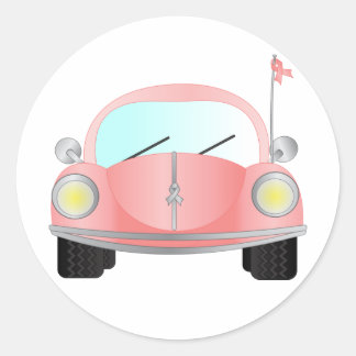 Pink Ribbon Bug Classic Round Sticker