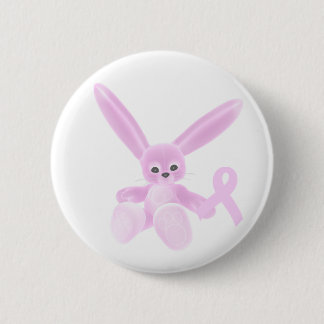 Pink Ribbon Bunny Pinback Button
