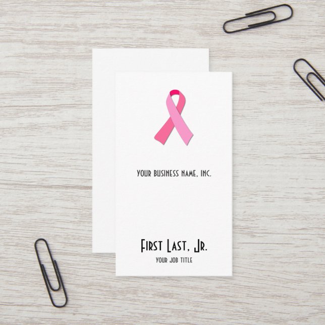 Pink Ribbon Business Card (Front/Back In Situ)